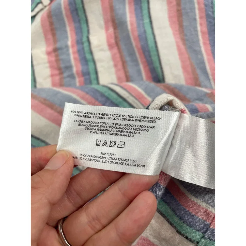 Orvis Womens XXL Linen Blend Multicolor Striped Button-Up Camp Shirt Coastal - Picture 4 of 8